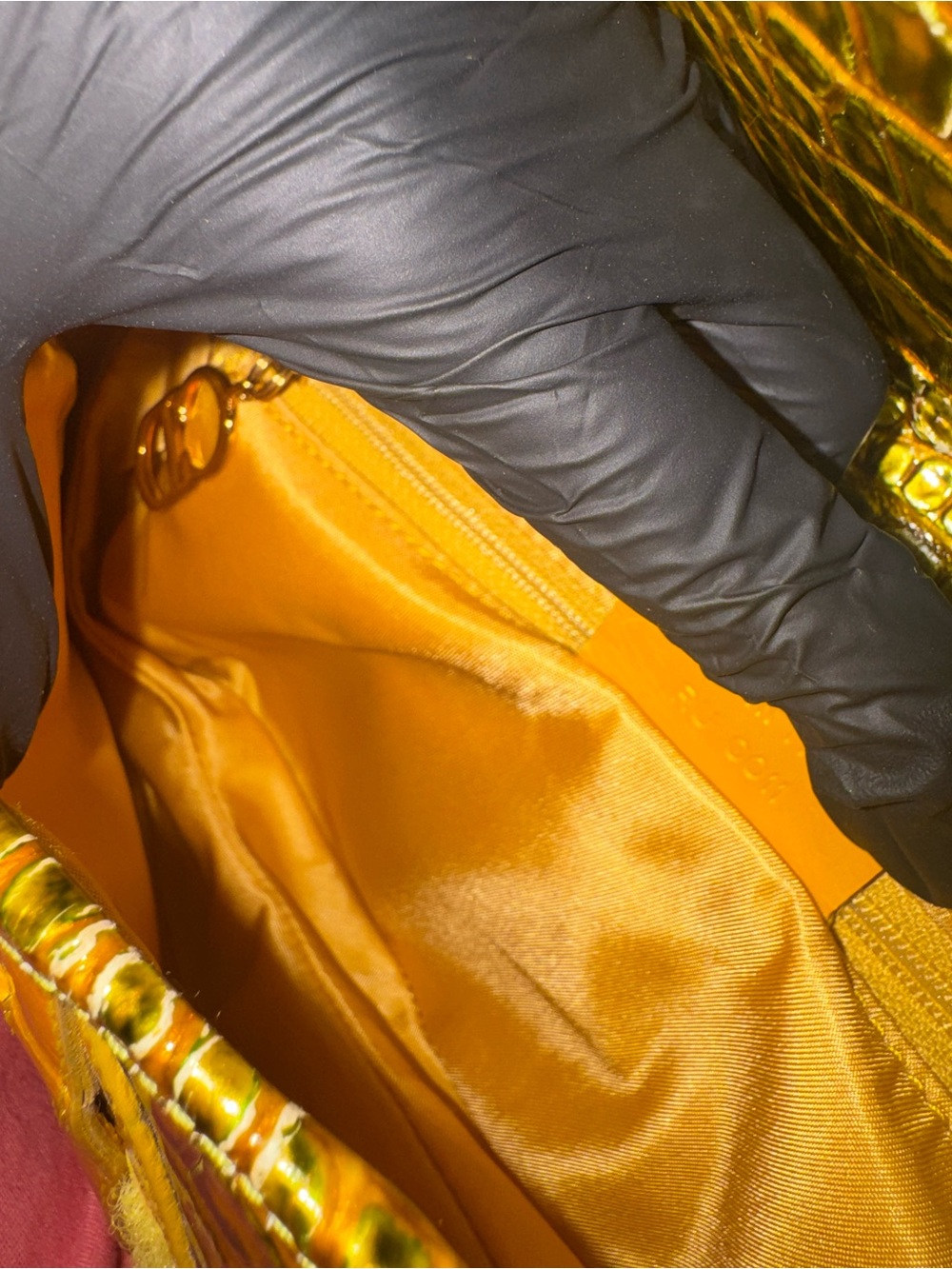 Rare Vintage Dior Saddle Bag with Yellow Croc-Embossed and Gold Hardware - Picture 13 of 16